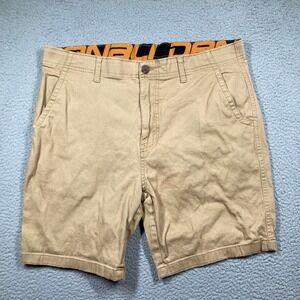 Denali Chino Shorts Men 36 Khaki Tan Cotton Stretch Flat Front Casual FLAW